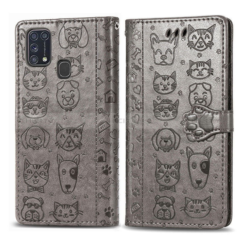 Funda de Cuero Cartera con Soporte Patron de Moda Carcasa S03D para Samsung Galaxy M21s