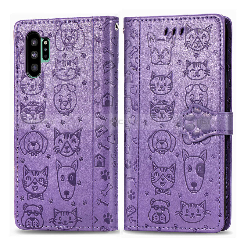 Funda de Cuero Cartera con Soporte Patron de Moda Carcasa S03D para Samsung Galaxy Note 10 Plus 5G Morado