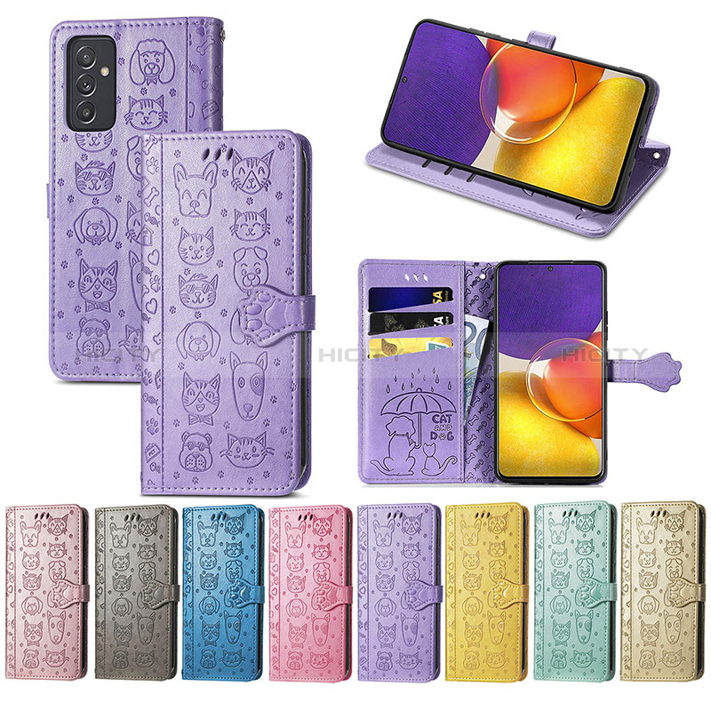 Funda de Cuero Cartera con Soporte Patron de Moda Carcasa S03D para Samsung Galaxy Quantum2 5G