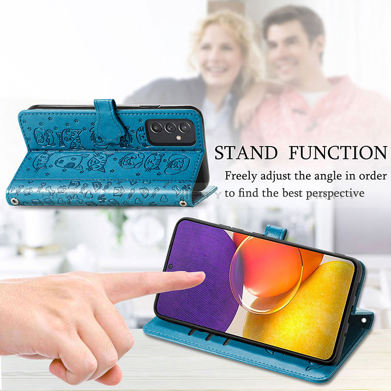 Funda de Cuero Cartera con Soporte Patron de Moda Carcasa S03D para Samsung Galaxy Quantum2 5G