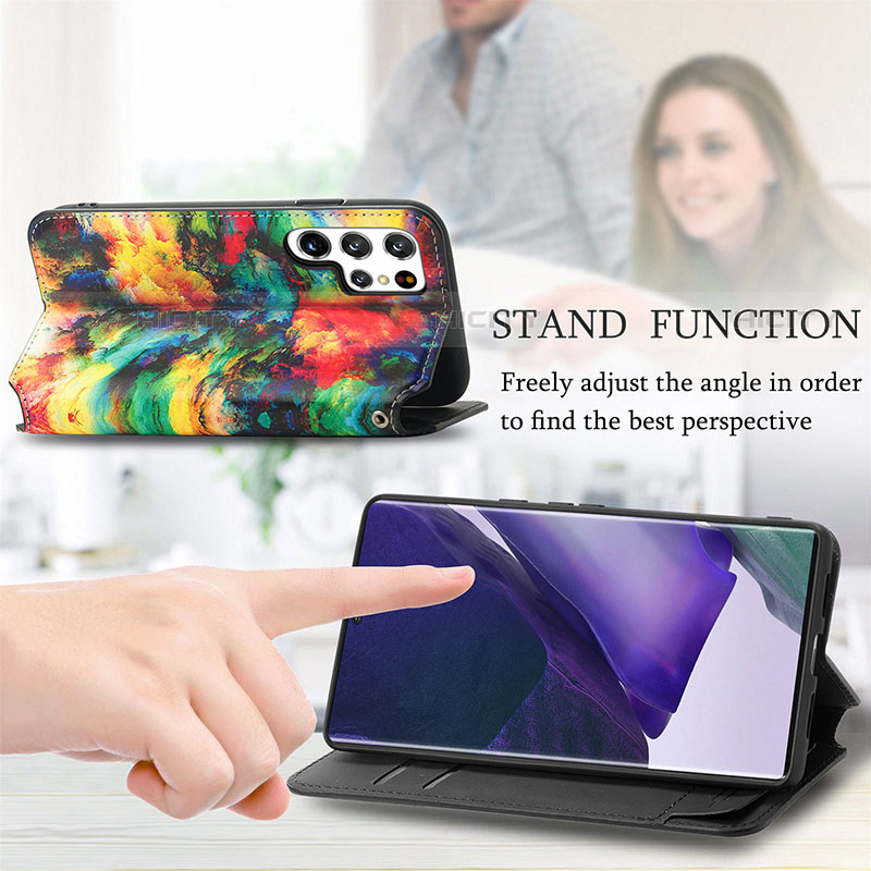 Funda de Cuero Cartera con Soporte Patron de Moda Carcasa S03D para Samsung Galaxy S21 Ultra 5G