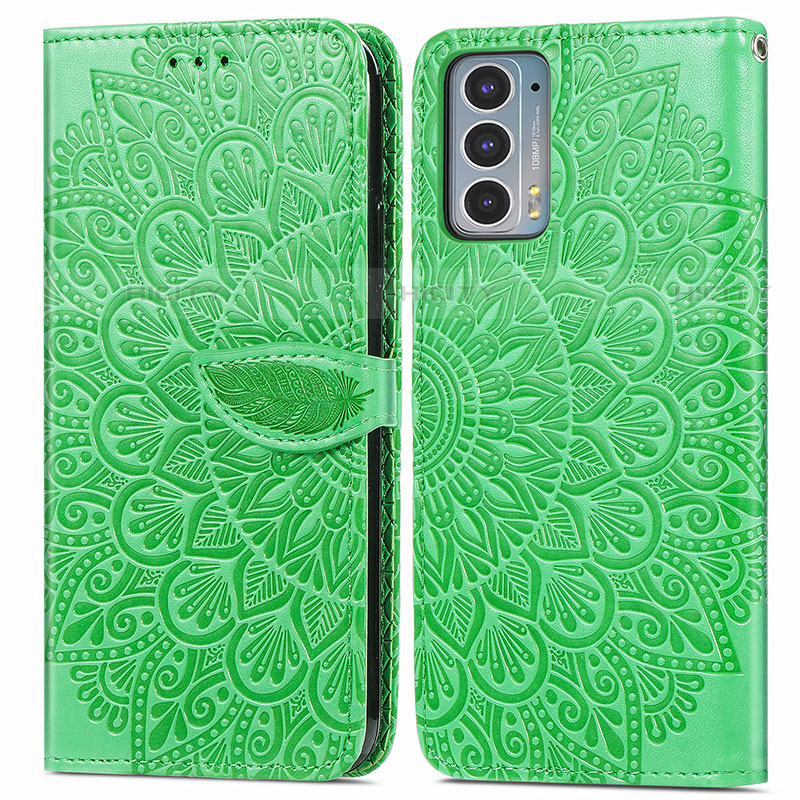 Funda de Cuero Cartera con Soporte Patron de Moda Carcasa S04D para Motorola Moto Edge Lite 5G Verde