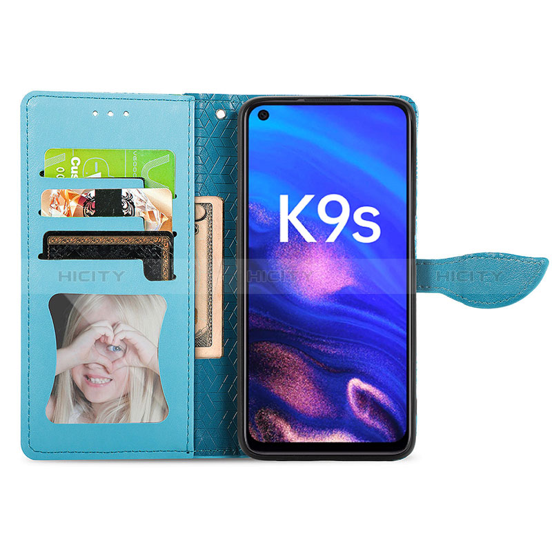 Funda de Cuero Cartera con Soporte Patron de Moda Carcasa S04D para Oppo K9S 5G