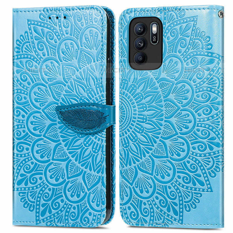 Funda de Cuero Cartera con Soporte Patron de Moda Carcasa S04D para Oppo Reno6 Z 5G