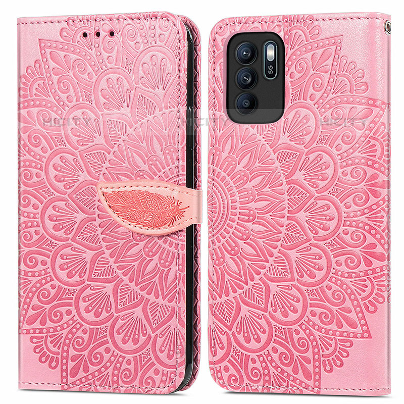 Funda de Cuero Cartera con Soporte Patron de Moda Carcasa S04D para Oppo Reno6 Z 5G