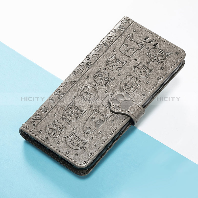 Funda de Cuero Cartera con Soporte Patron de Moda Carcasa S05D para Google Pixel 4a Gris