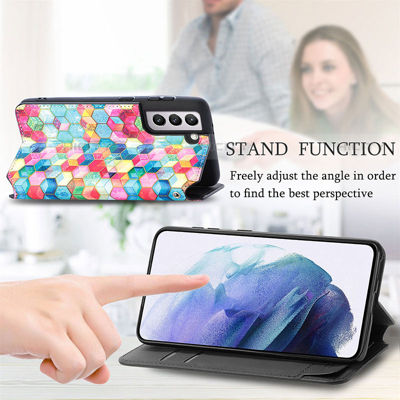 Funda de Cuero Cartera con Soporte Patron de Moda Carcasa S06D para Samsung Galaxy S21 5G