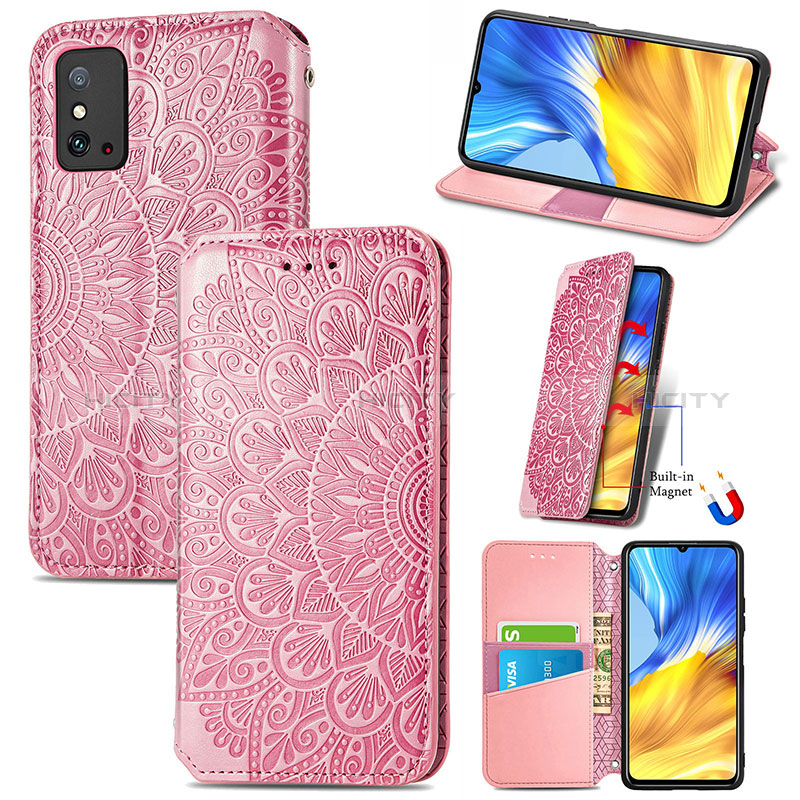 Funda de Cuero Cartera con Soporte Patron de Moda Carcasa S09D para Huawei Honor X10 Max 5G Oro Rosa