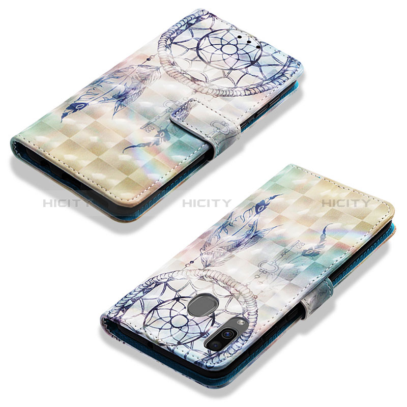 Funda de Cuero Cartera con Soporte Patron de Moda Carcasa Y03B para Samsung Galaxy A20