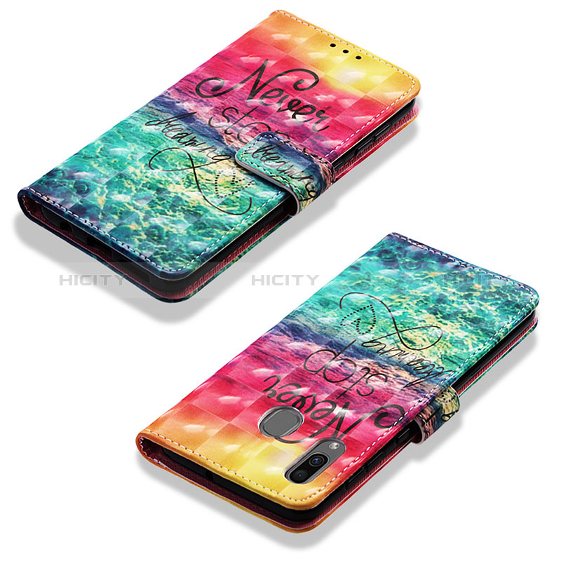 Funda de Cuero Cartera con Soporte Patron de Moda Carcasa Y03B para Samsung Galaxy A20