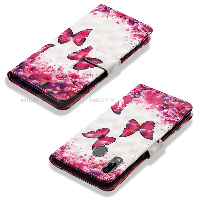 Funda de Cuero Cartera con Soporte Patron de Moda Carcasa Y03B para Samsung Galaxy A20