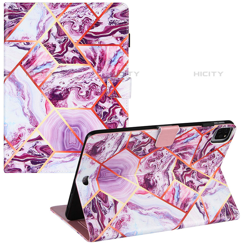 Funda de Cuero Cartera con Soporte Patron de Moda Carcasa Y04B para Apple iPad Pro 11 (2020) Purpura Claro