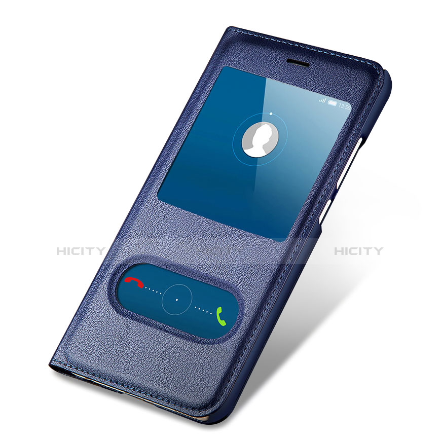 Funda de Cuero Cartera con Soporte R01 para Huawei Honor 8 Lite Azul