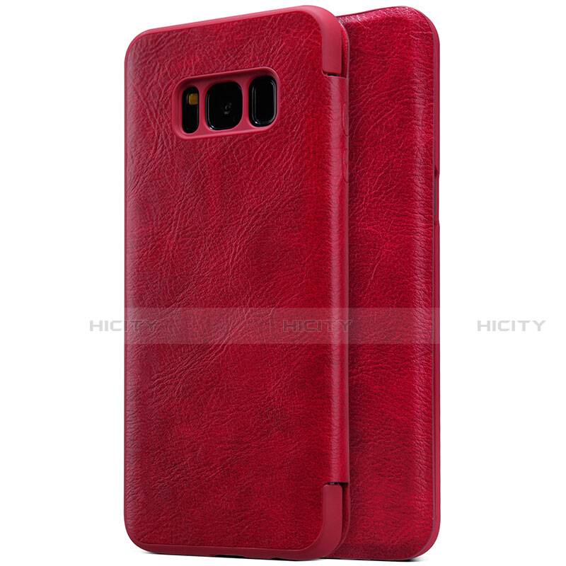 Funda de Cuero Cartera con Soporte S01 para Samsung Galaxy S8 Plus Rojo