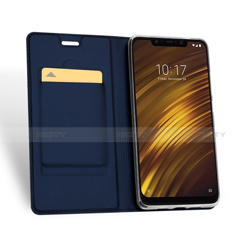 Funda de Cuero Cartera con Soporte S01 para Xiaomi Pocophone F1 Azul