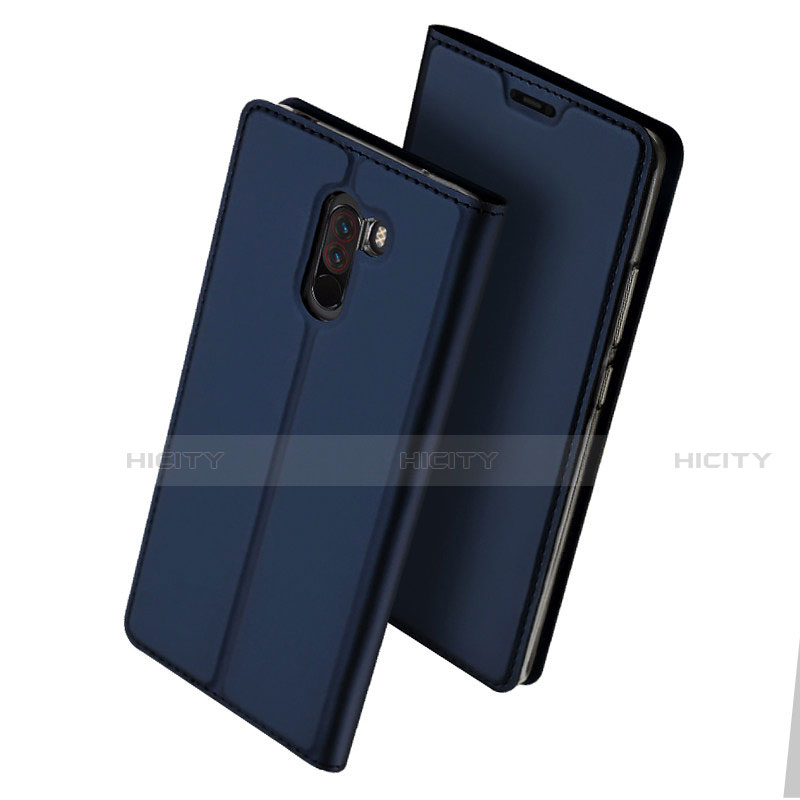 Funda de Cuero Cartera con Soporte S01 para Xiaomi Pocophone F1 Azul