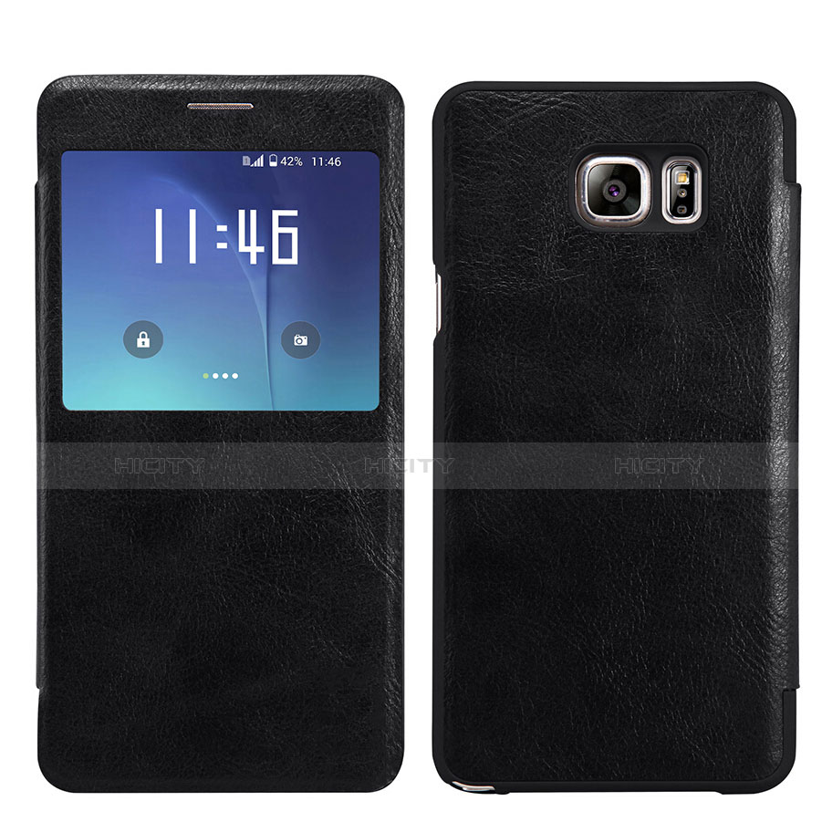 Funda de Cuero Cartera con Soporte U01 para Samsung Galaxy S7 Edge G935F Negro