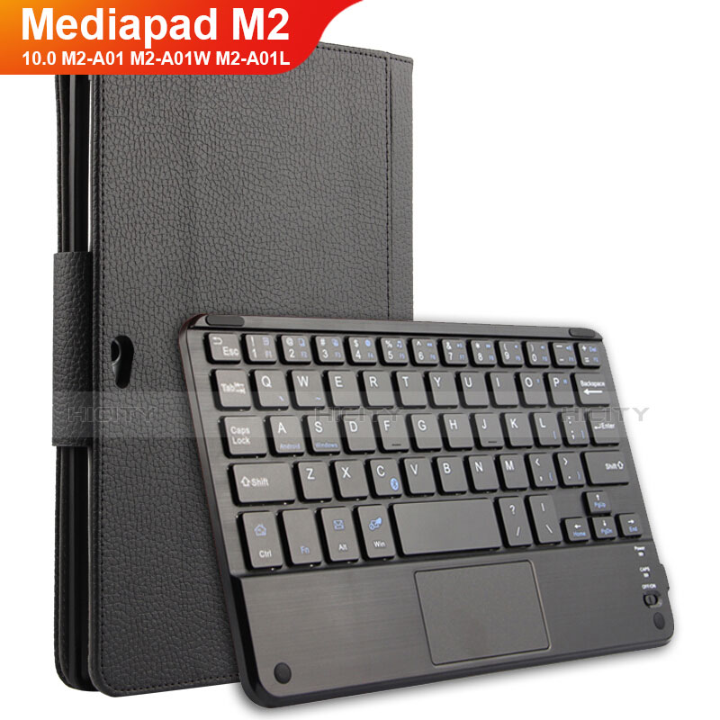 Funda de Cuero Cartera con Teclado para Huawei MediaPad M2 10.0 M2-A01 M2-A01W M2-A01L Negro