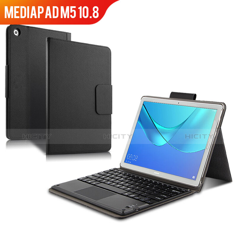 Funda de Cuero Cartera con Teclado para Huawei MediaPad M5 10.8 Negro