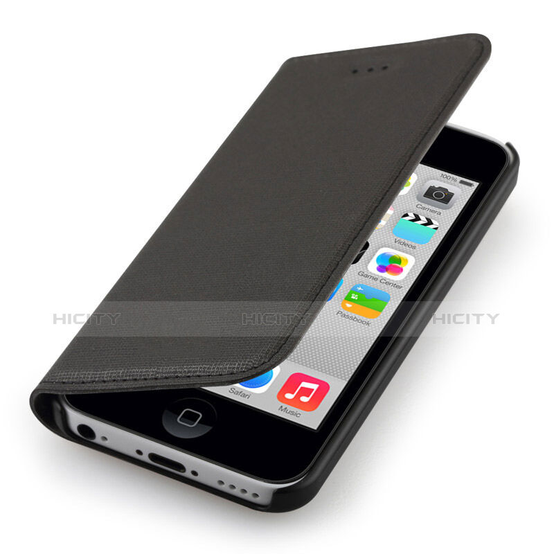 Funda de Cuero Cartera para Apple iPhone 5C Negro