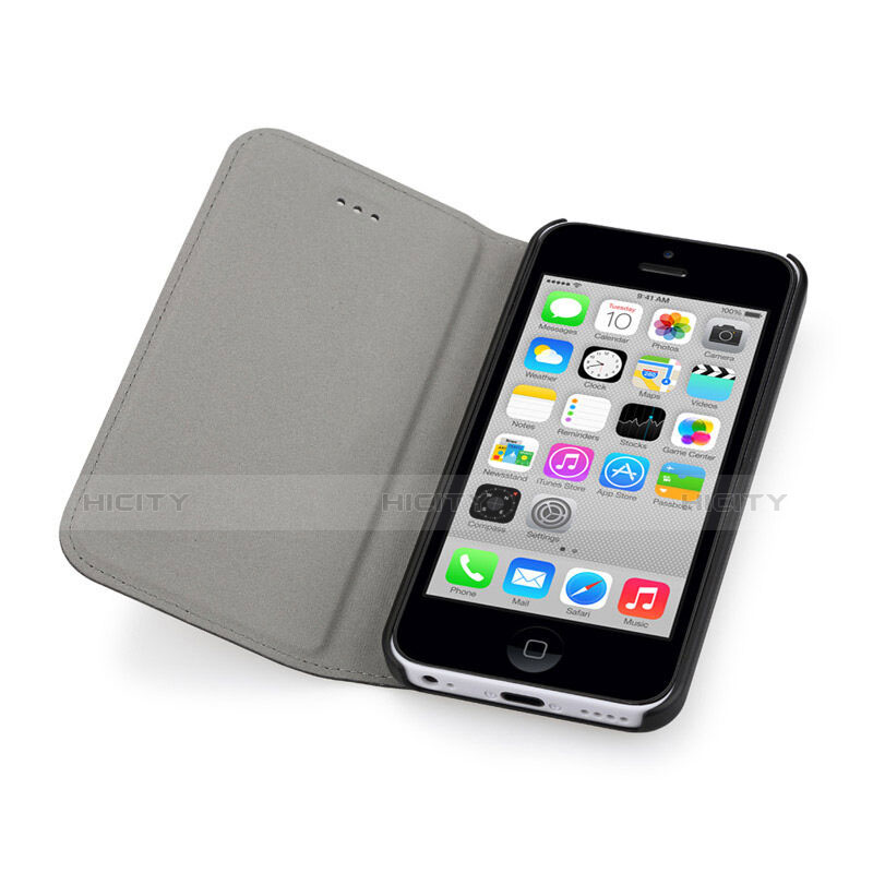 Funda de Cuero Cartera para Apple iPhone 5C Negro