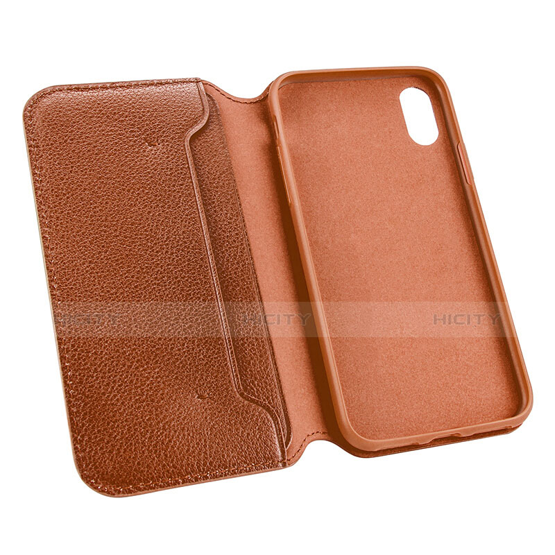 Funda de Cuero Cartera para Apple iPhone X Marron