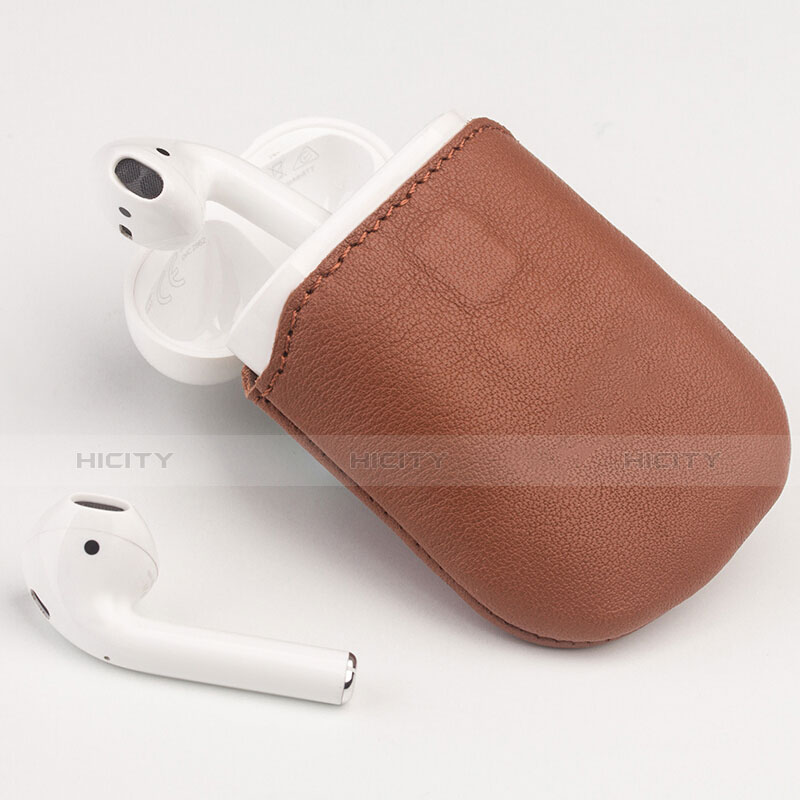 Funda de Cuero con Mosqueton Enchufe para AirPods Carcasa de Carga A04 Negro