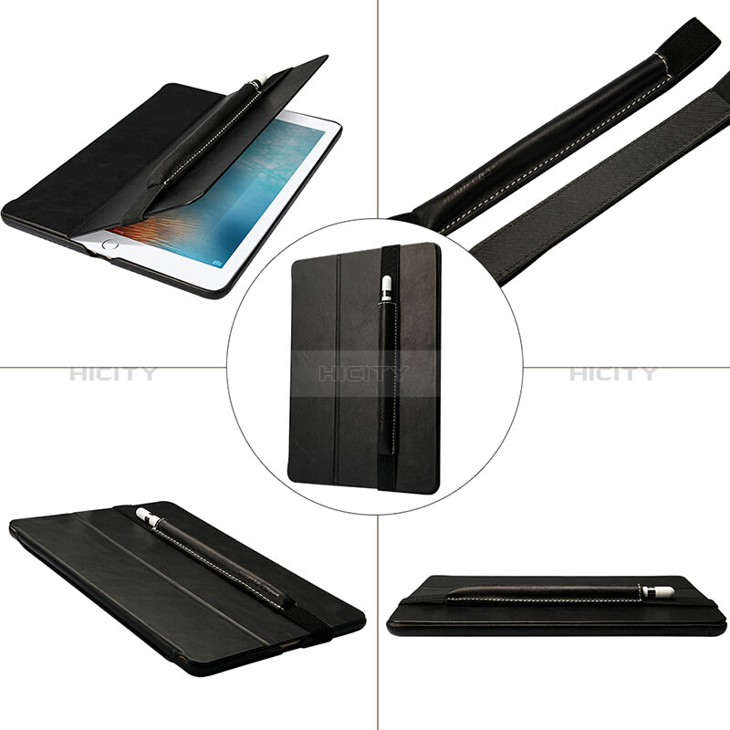 Funda de Cuero Elastico del Pluma Desmontable P01 para Apple Pencil Apple iPad Pro 9.7 Negro