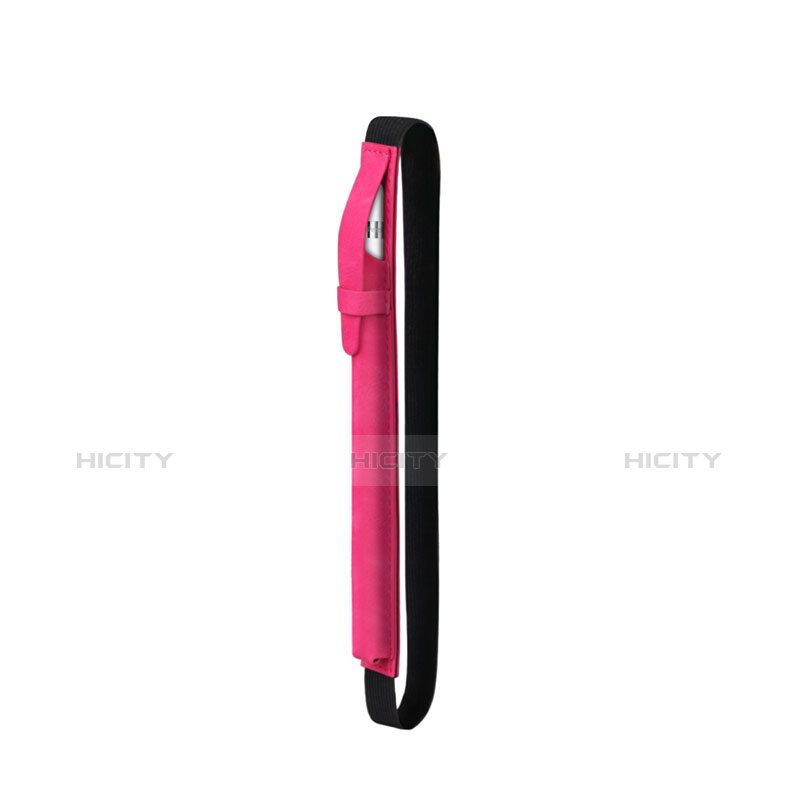 Funda de Cuero Elastico del Pluma Desmontable P03 para Apple Pencil Apple New iPad 9.7 (2017) Rosa Roja