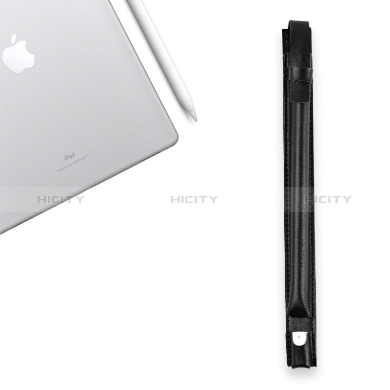 Funda de Cuero Elastico del Pluma Desmontable P04 para Apple Pencil Apple iPad Pro 10.5 Negro