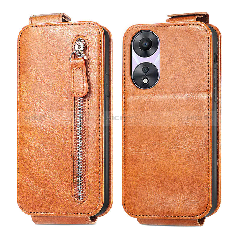 Funda de Cuero Flip para Oppo A78 5G Marron