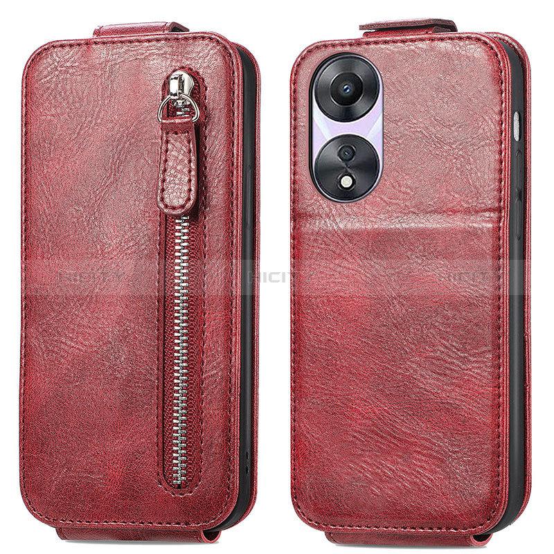 Funda de Cuero Flip para Oppo A78 5G Rojo