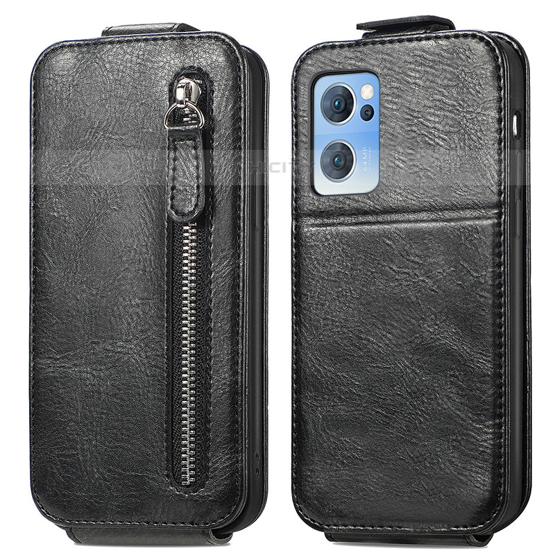 Funda de Cuero Flip para Oppo Reno7 5G Negro