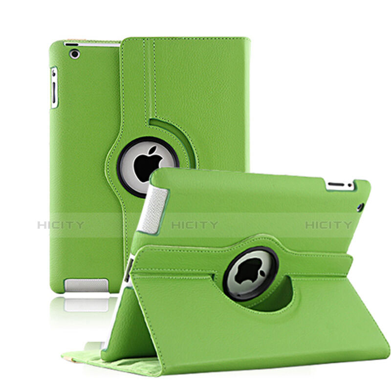 Funda de Cuero Giratoria con Soporte para Apple iPad 2 Verde