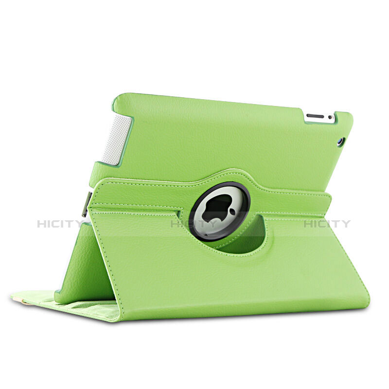 Funda de Cuero Giratoria con Soporte para Apple iPad 2 Verde