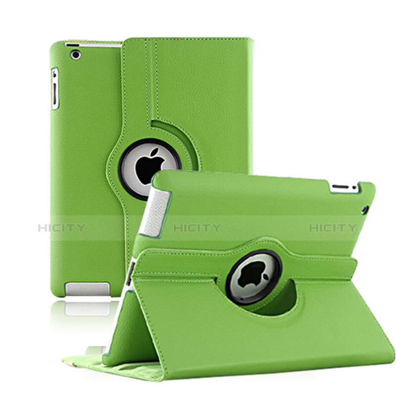 Funda de Cuero Giratoria con Soporte para Apple iPad 3 Verde