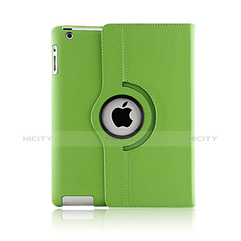 Funda de Cuero Giratoria con Soporte para Apple iPad 3 Verde