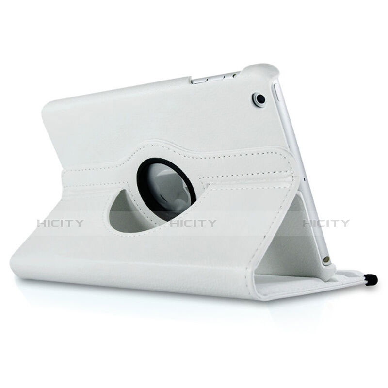 Funda de Cuero Giratoria con Soporte para Apple iPad Mini 2 Blanco