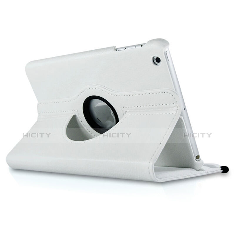 Funda de Cuero Giratoria con Soporte para Apple iPad Mini 3 Blanco