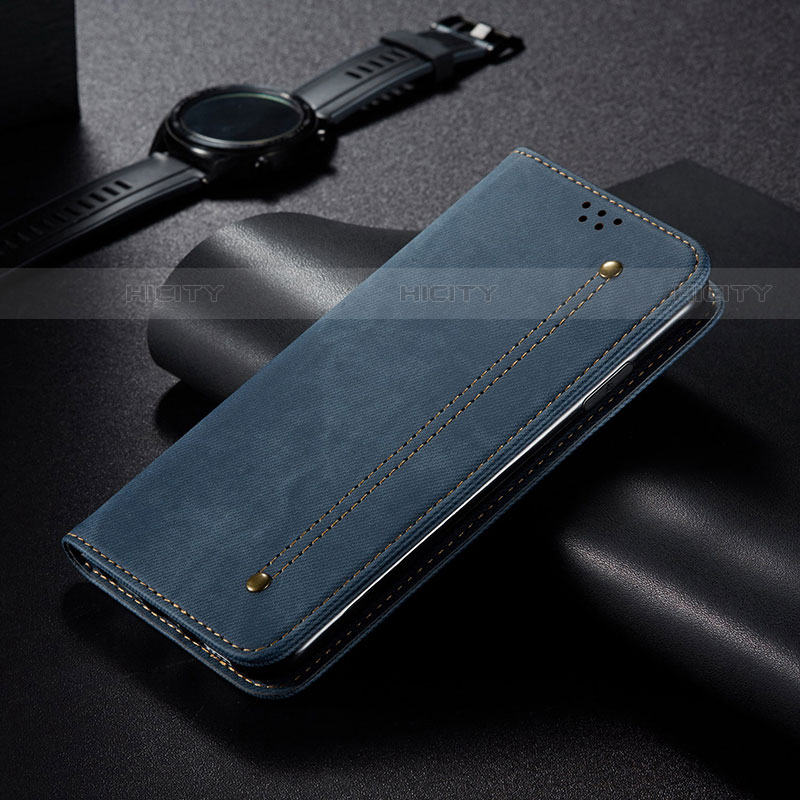 Funda de pano Cartera con Soporte B02S para Samsung Galaxy S21 Ultra 5G Azul
