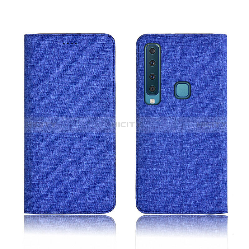 Funda de pano Cartera con Soporte Carcasa para Samsung Galaxy A9 (2018) A920 Azul