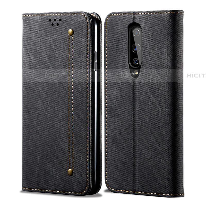 Funda de pano Cartera con Soporte H01 para OnePlus 8 Negro