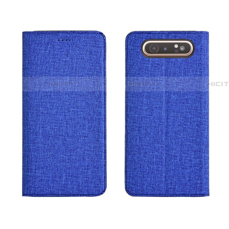 Funda de pano Cartera con Soporte H01 para Samsung Galaxy A80 Azul