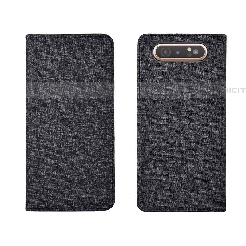 Funda de pano Cartera con Soporte H01 para Samsung Galaxy A80 Negro