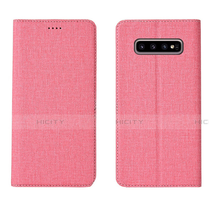 Funda de pano Cartera con Soporte H01 para Samsung Galaxy S10 Plus Rosa