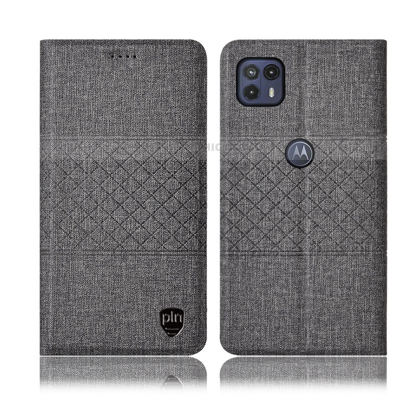 Funda de pano Cartera con Soporte H12P para Motorola Moto G50 5G Gris