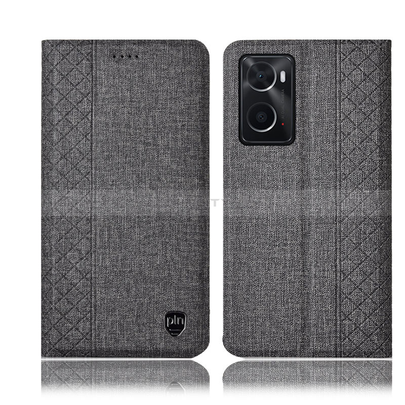 Funda de pano Cartera con Soporte H12P para Oppo A76 Gris