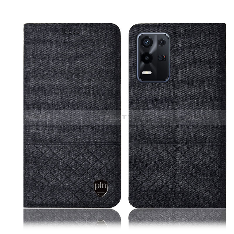 Funda de pano Cartera con Soporte H12P para Oppo K9X 5G Negro