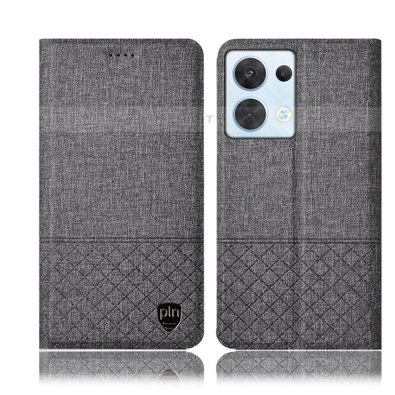 Funda de pano Cartera con Soporte H13P para Oppo Reno8 5G Gris