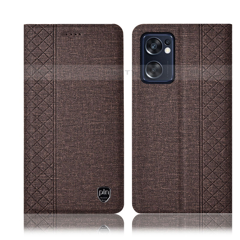 Funda de pano Cartera con Soporte H14P para Oppo Reno7 SE 5G Marron